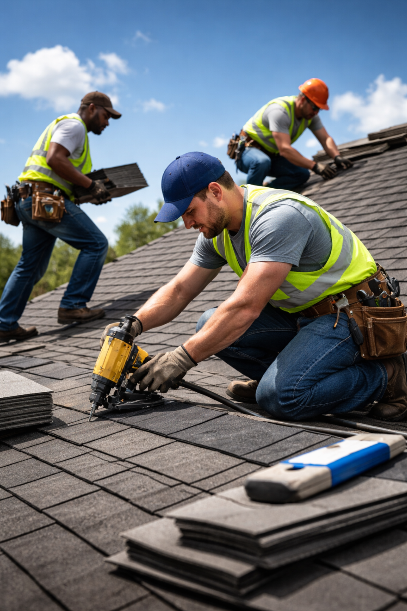 Roofing work in progress